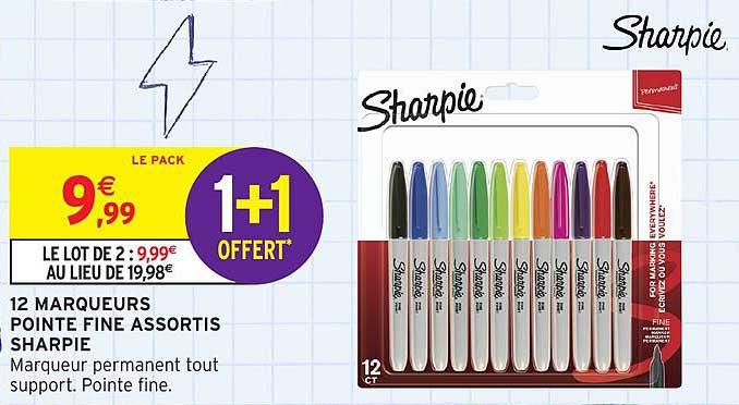 12 MARQUEURS POINTE FINE ASSORTIS SHARPIE