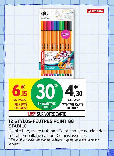 12 STYLOS-FEUTRES POINT 88 STABILO