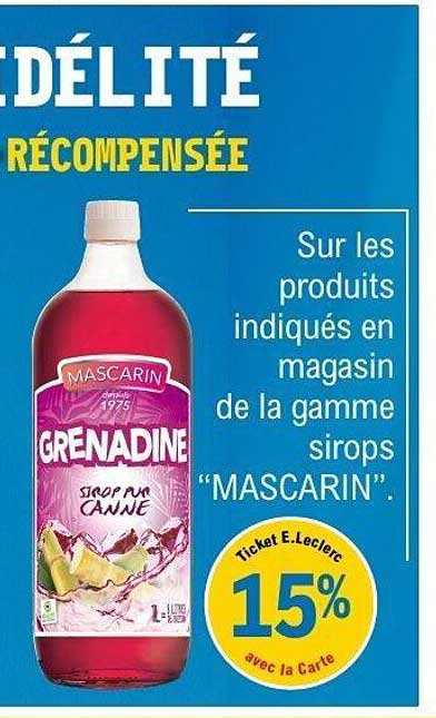 15% de réduction sur les sirops MASCARIN