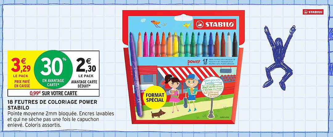 18 FEUTRES DE COLORIAGE POWER STABILO