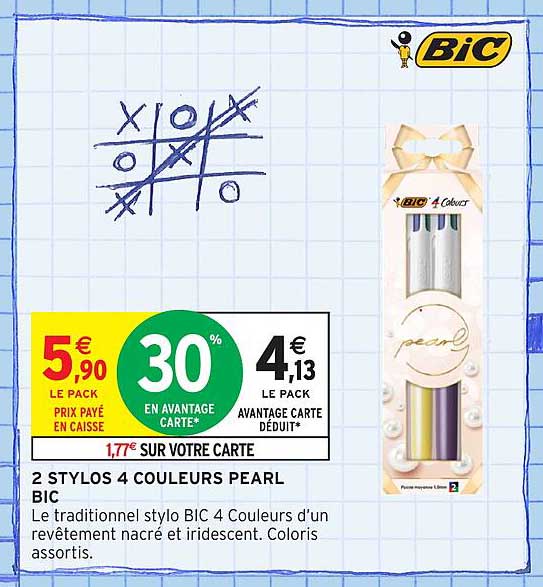2 STYLOS 4 COULEURS PEARL BIC