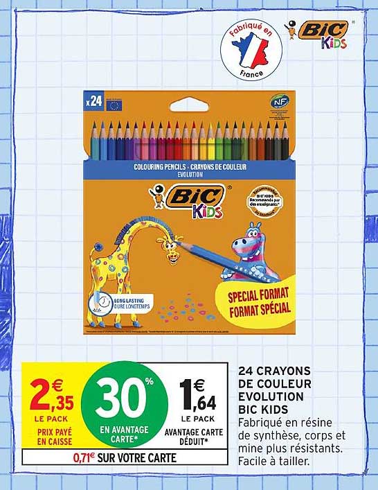 24 CRAYONS DE COULEUR EVOLUTION BIC KIDS