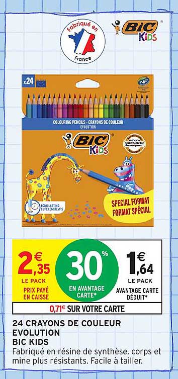 24 CRAYONS DE COULEUR EVOLUTION BIC KIDS
