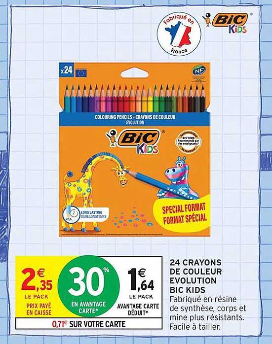 24 CRAYONS DE COULEUR EVOLUTION BIC KIDS