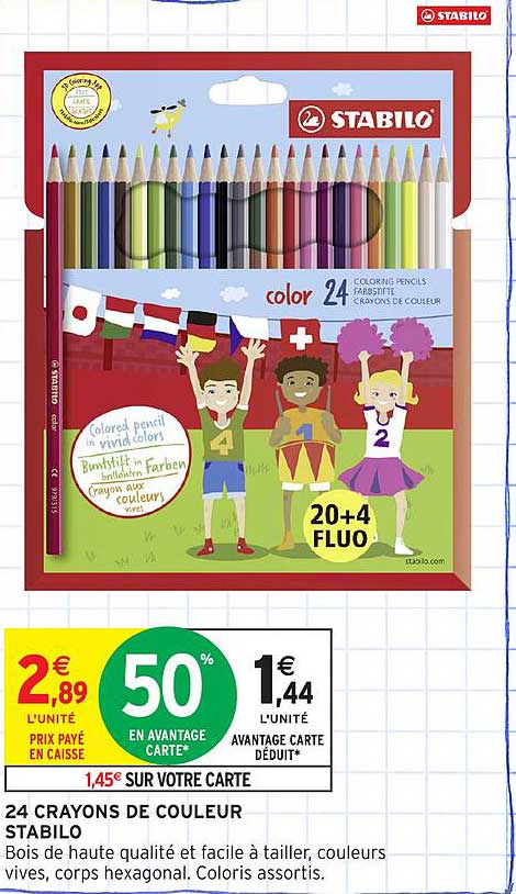 24 CRAYONS DE COULEUR STABILO