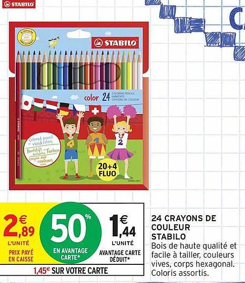 24 CRAYONS DE COULEUR STABILO