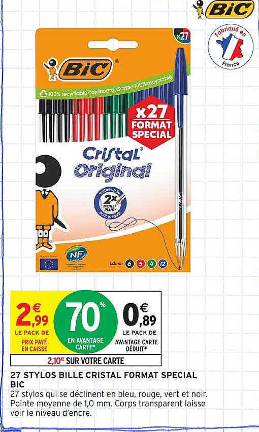 27 STYLOS BILLE CRISTAL FORMAT SPECIAL BIC