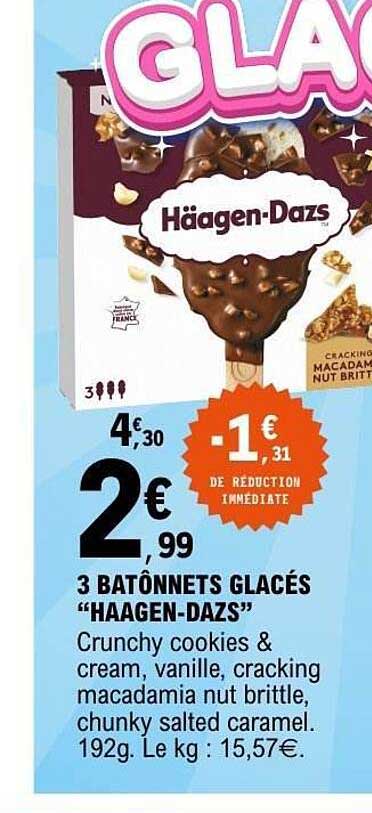 3 Bâtonnets glacés "Häagen-Dazs"