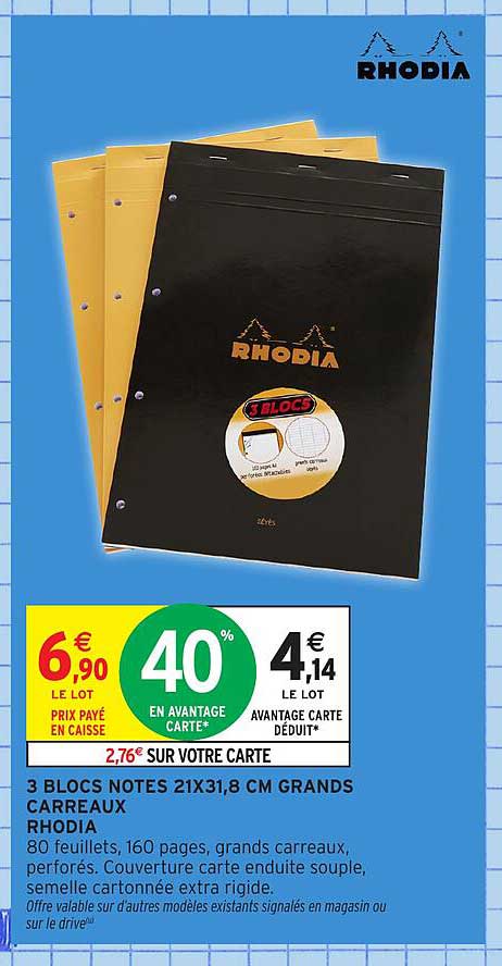 3 BLOCS NOTES 21X31,8 CM GRANDS CARREAUX