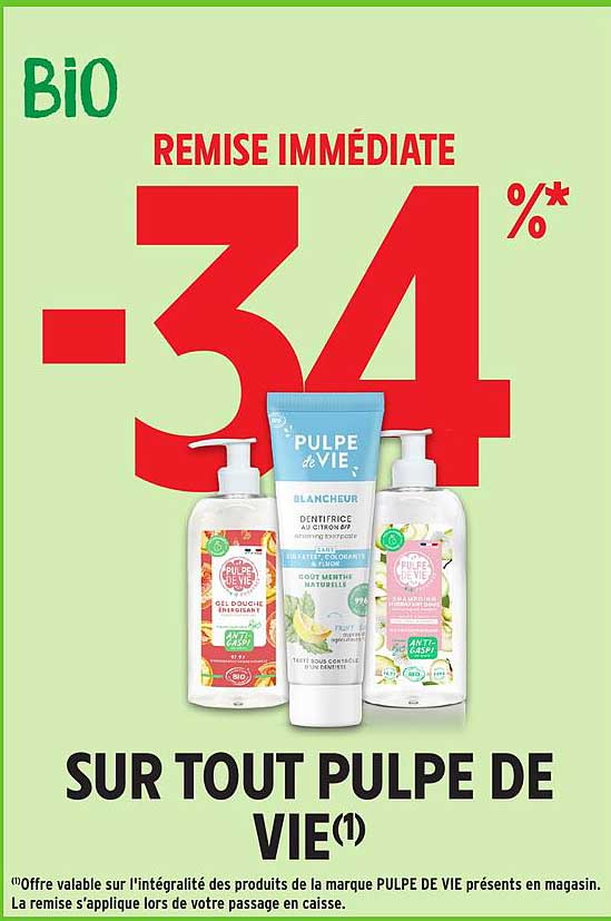 -34% sur tout Pulpe de Vie