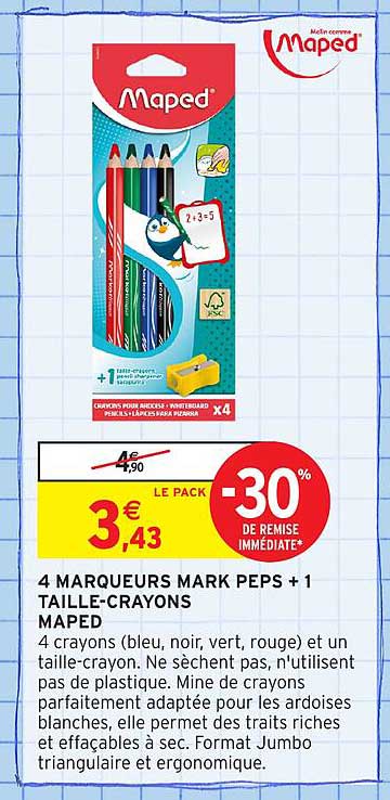 4 MARQUEURS MARK PEPS + 1 TAILLE-CRAYONS MAPED