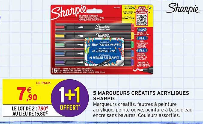 5 MARQUEURS CRÉATIFS ACRYLIQUES SHARPIE
