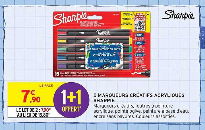 5 MARQUEURS CRÉATIFS ACRYLIQUES SHARPIE
