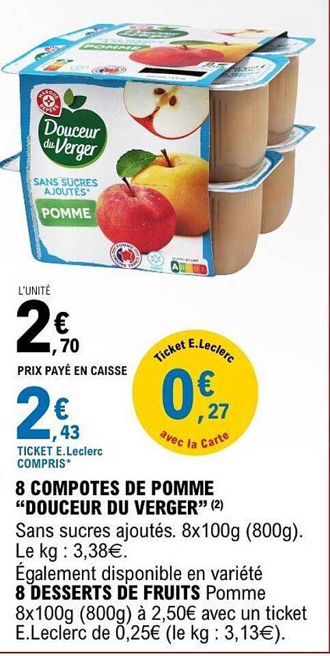 8 COMPOTES DE POMME "DOUCEUR DU VERGER"