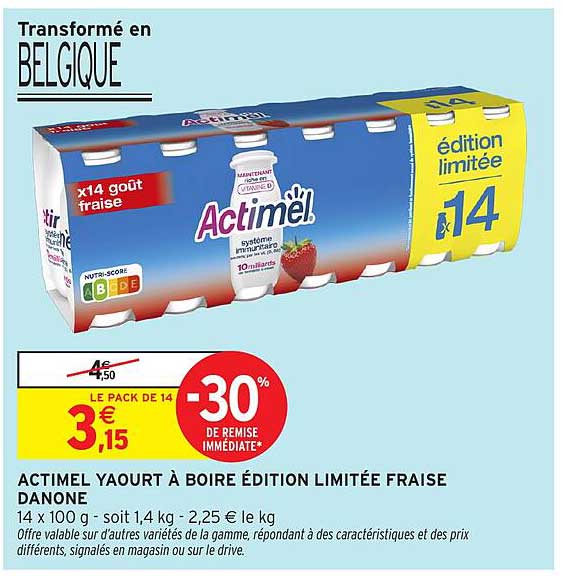 ACTIMEL YAOURT À BOIRE ÉDITION LIMITÉE FRAISE DANONE