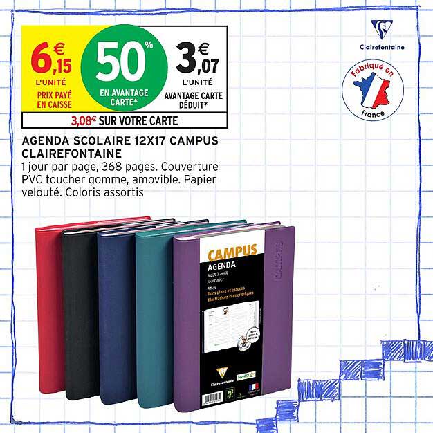 AGENA SCOLAIRE 12X17 CAMPUS CLAIREFONTAINE