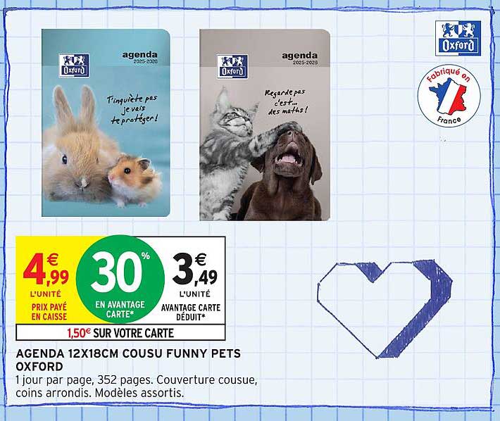 AGENDA 12X18CM COUSU FUNNY PETS OXFORD
