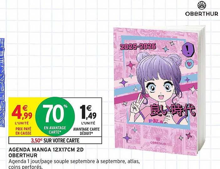 AGENDA MANGA 12X17CM 2D OBERTHUR