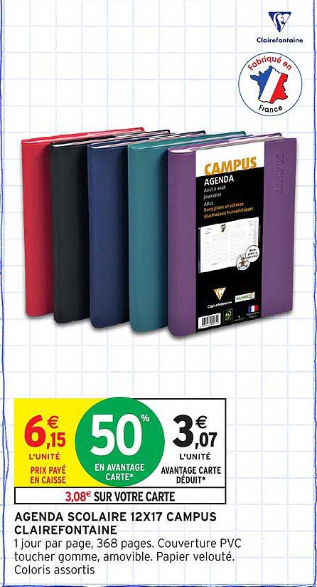 AGENDA SCOLAIRE 12X17 CAMPUS CLAIREFONTAINE