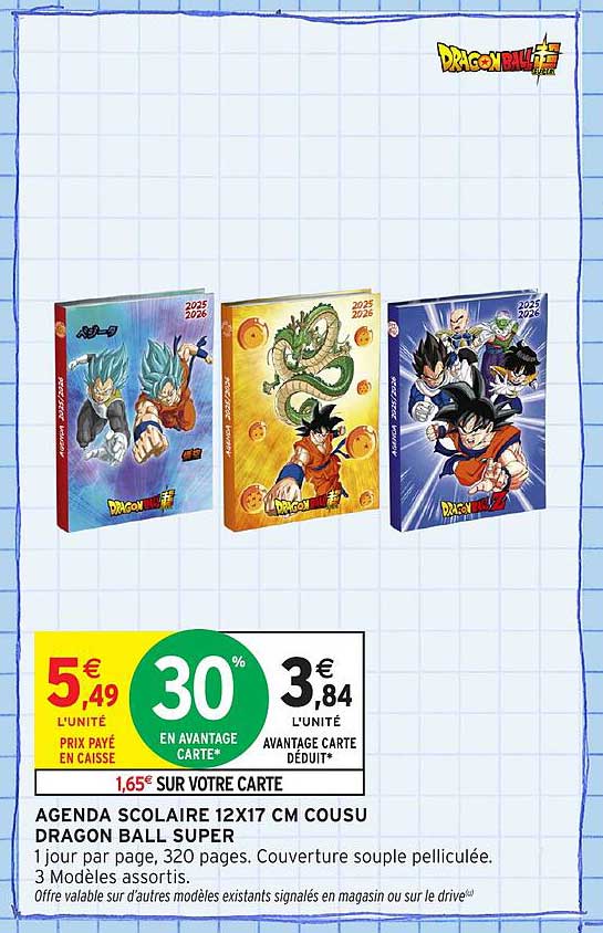 AGENDA SCOLAIRE 12X17 CM COUSU DRAGON BALL SUPER