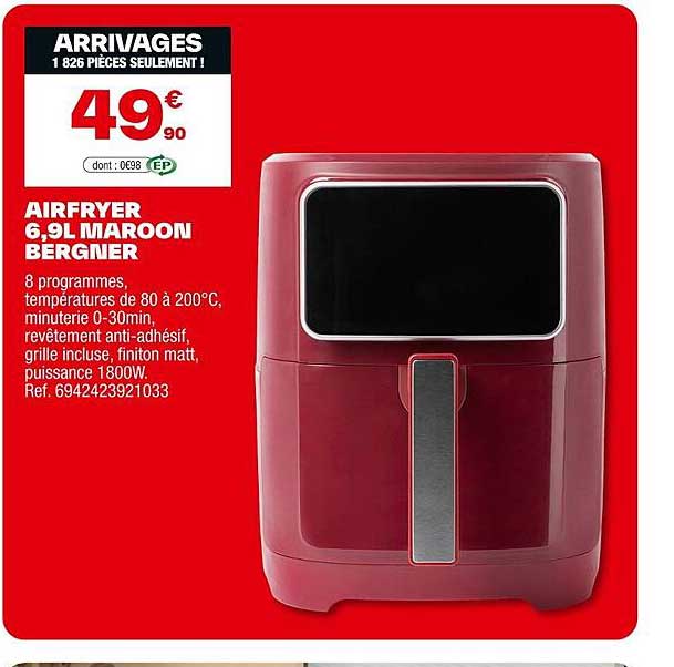 AIRFRYER 6,9L MAROON BERGNER