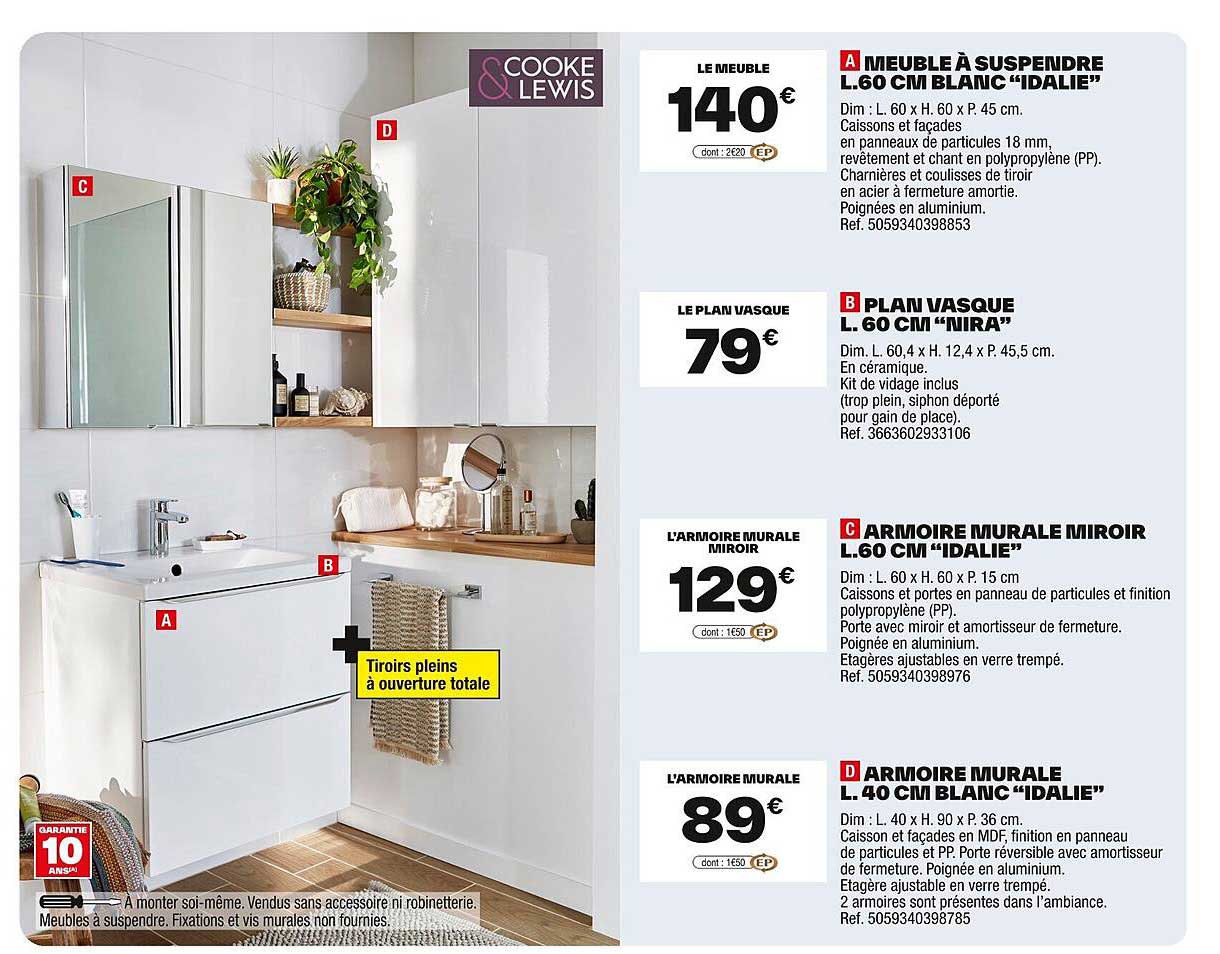 ARMOIRE MURALE MIROIR L.60 CM "IDALIE"