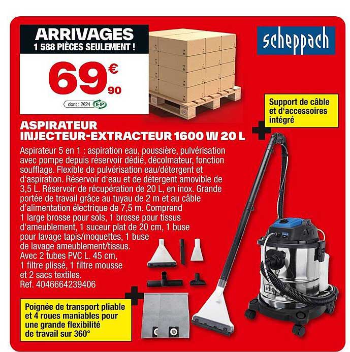 ASPIRATEUR INJECTEUR-EXTRACTEUR 1600 W 20 L