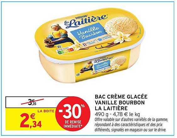 BAC CRÈME GLACÉE VANILLE BOURBON LA LAITIÈRE