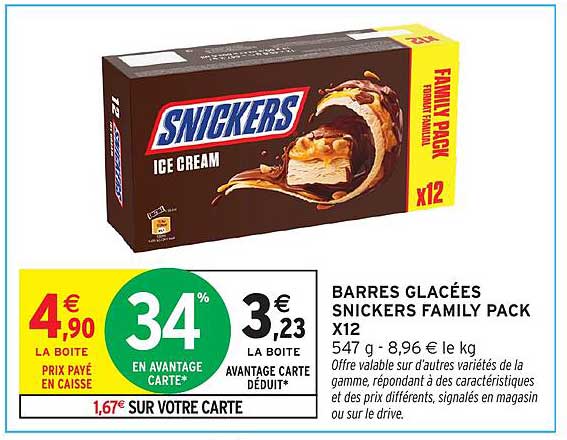 BARRES GLACÉES SNICKERS FAMILY PACK X12