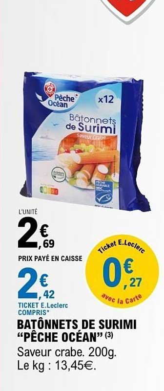 Bâtonnets de Surimi "Pêche Océan"
