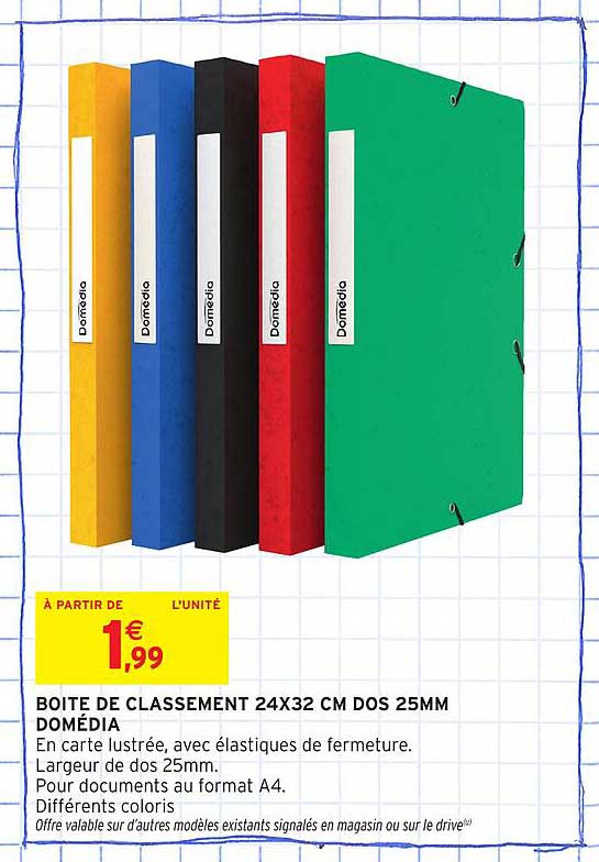 BOITE DE CLASSEMENT 24X32 CM DOS 25MM DOMÉDIA