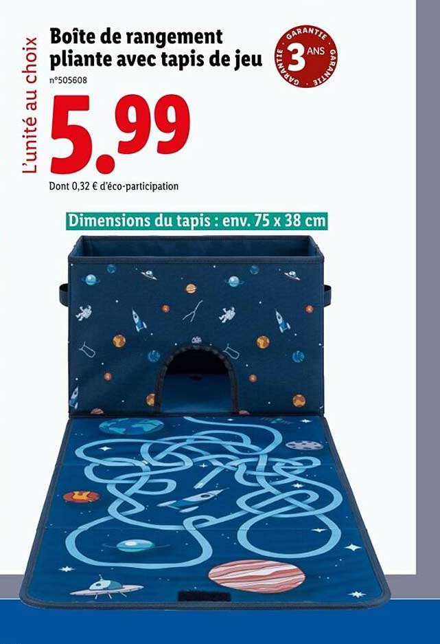 Boîte de rangement pliante avec tapis de jeu