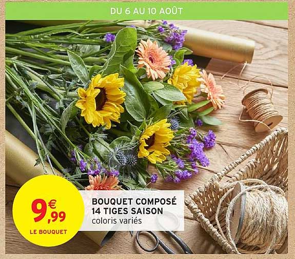 BOUQUET COMPOSÉ 14 TIGES SAISON coloris variés