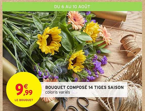 BOUQUET COMPOSÉ 14 TIGES SAISON coloris variés