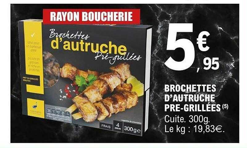 Brochettes d’autruche Pré-grillées