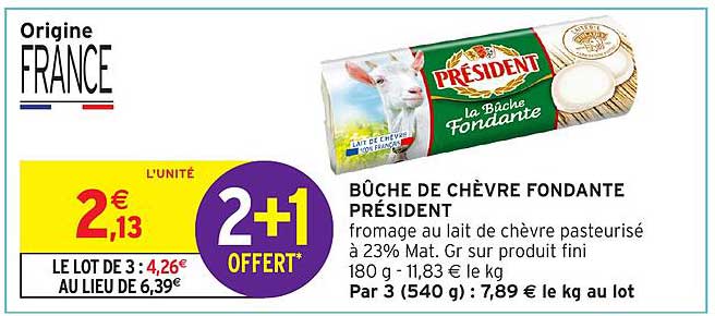 BÛCHE DE CHÈVRE FONDANTE PRÉSIDENT