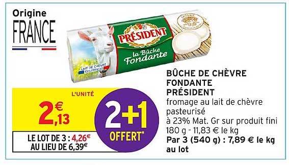 BUCHE DE CHÈVRE FONDANTE PRÉSIDENT