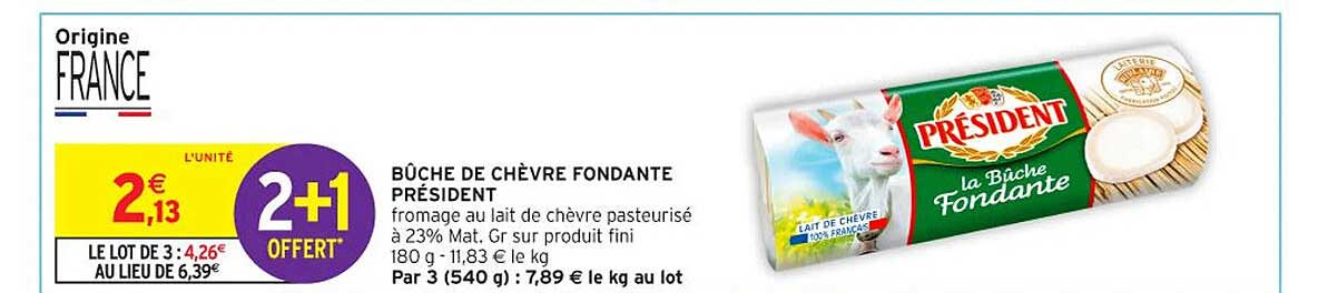 BÛCHE DE CHÈVRE FONDANTE PRÉSIDENT
