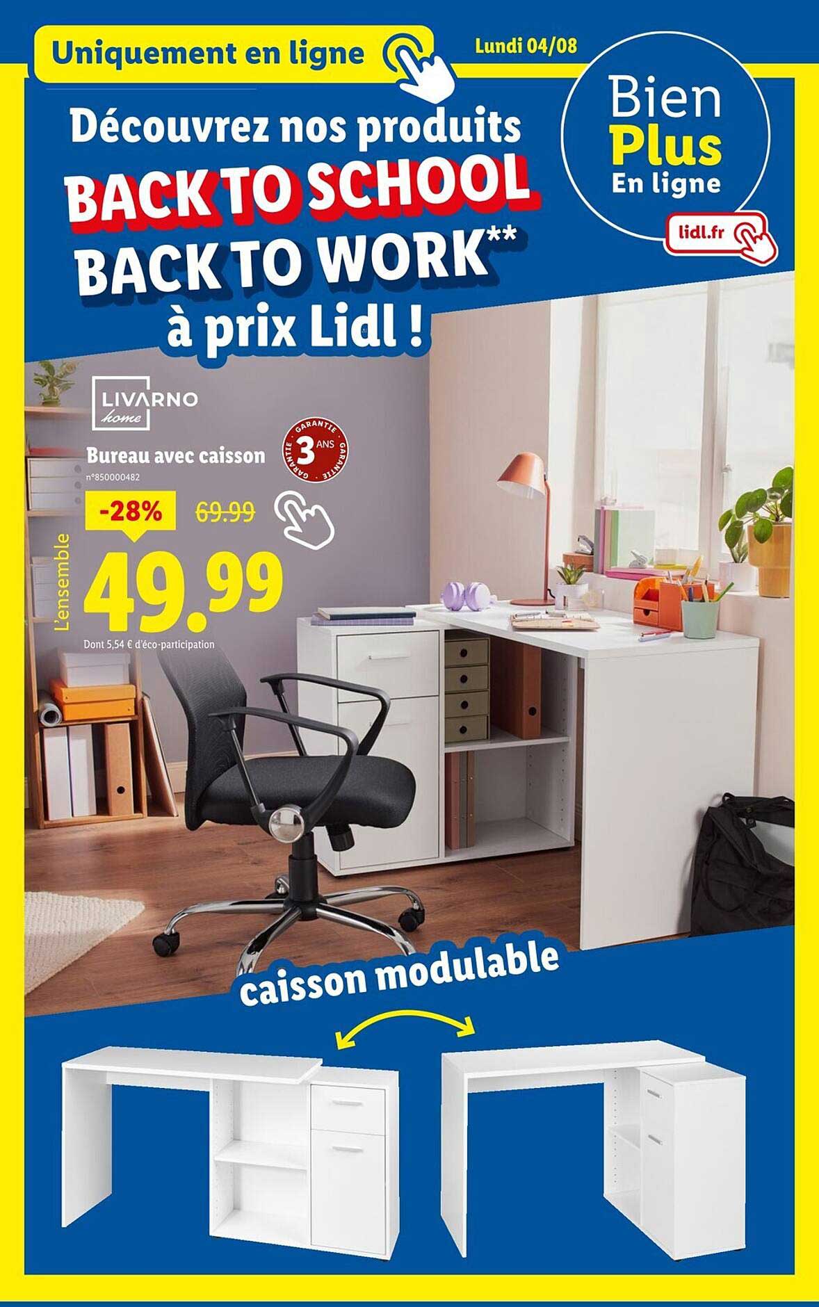 Bureau avec caisson
