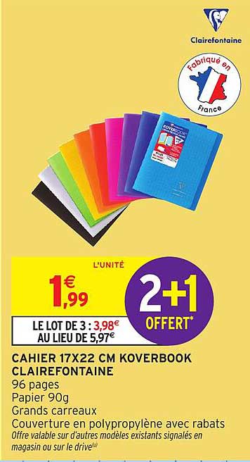 CAHIER 17X22 CM KOVERBOOK CLAIREFONTAINE