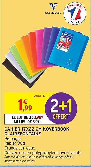 CAHIER 17X22 CM KOVERBOOK CLAIREFONTAINE