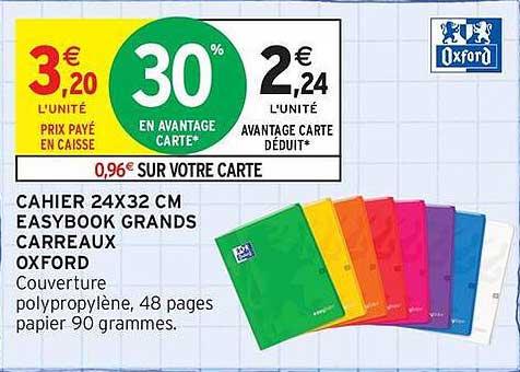 CAHIER 24X32 CM EASYBOOK GRANDS CARREAUX OXFORD