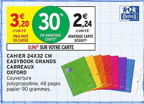 CAHIER 24X32 CM EASYBOOK GRANDS CARREAUX OXFORD