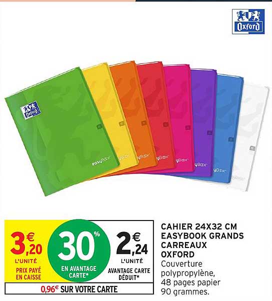 CAHIER 24X32 CM EASYBOOK GRANDS CARREAUX OXFORD