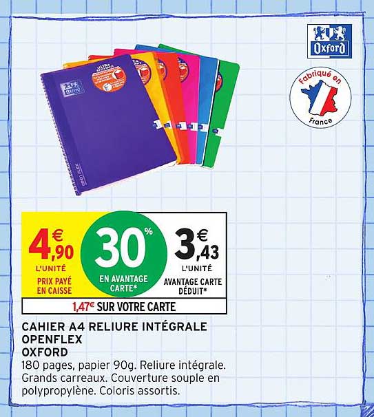 CAHIER A4 RELIURE INTÉGRALE OPENFLEX OXFORD