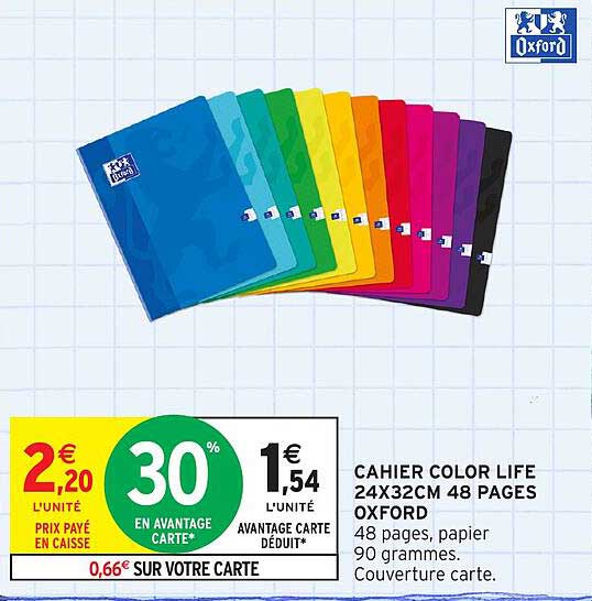 CAHIER COLOR LIFE 24X32CM 48 PAGES OXFORD