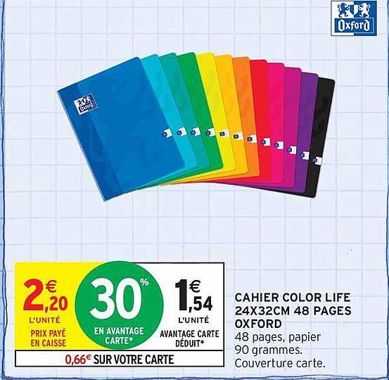 CAHIER COLOR LIFE 24X32CM 48 PAGES OXFORD