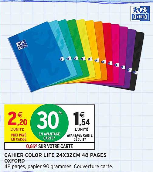 Cahier Color Life 24X32CM 48 pages Oxford