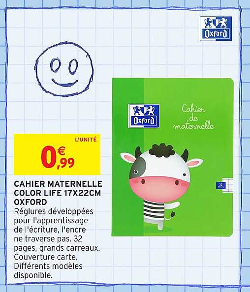 CAHIER MATERNELLE COLOR LIFE 17X22CM OXFORD