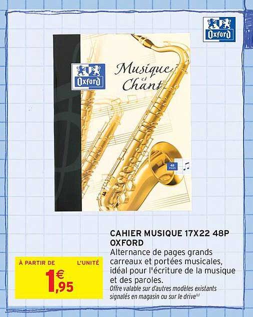 CAHIER MUSIQUE 17X22 48P OXFORD